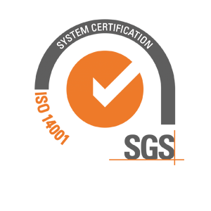 SGS seal ISO 14001: Certification for the promotion of environmental protection and the reduction of environmental impact.